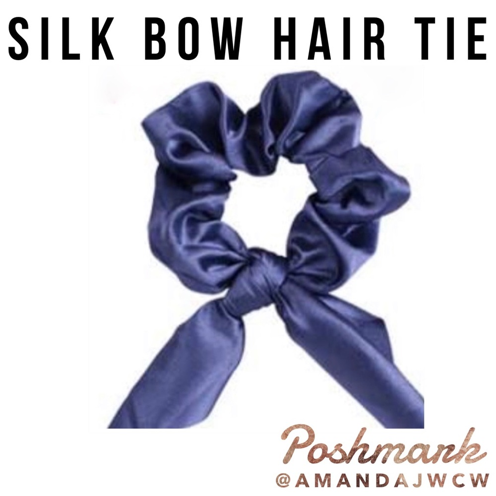 Silk Bow Hair Tie Scrunchie - Blue Purple